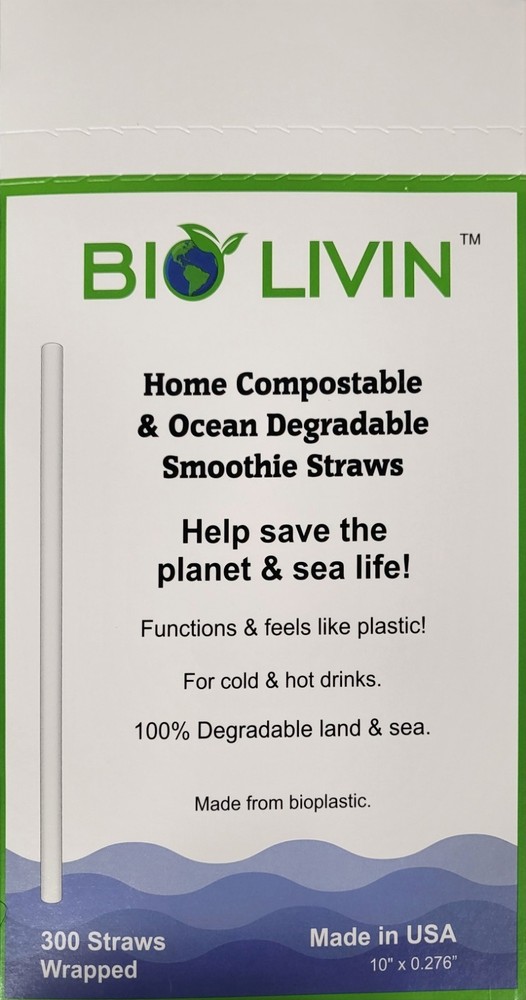 100 Straws Individually Wrapped 100% Plant-Based Compostable - Biodegradable