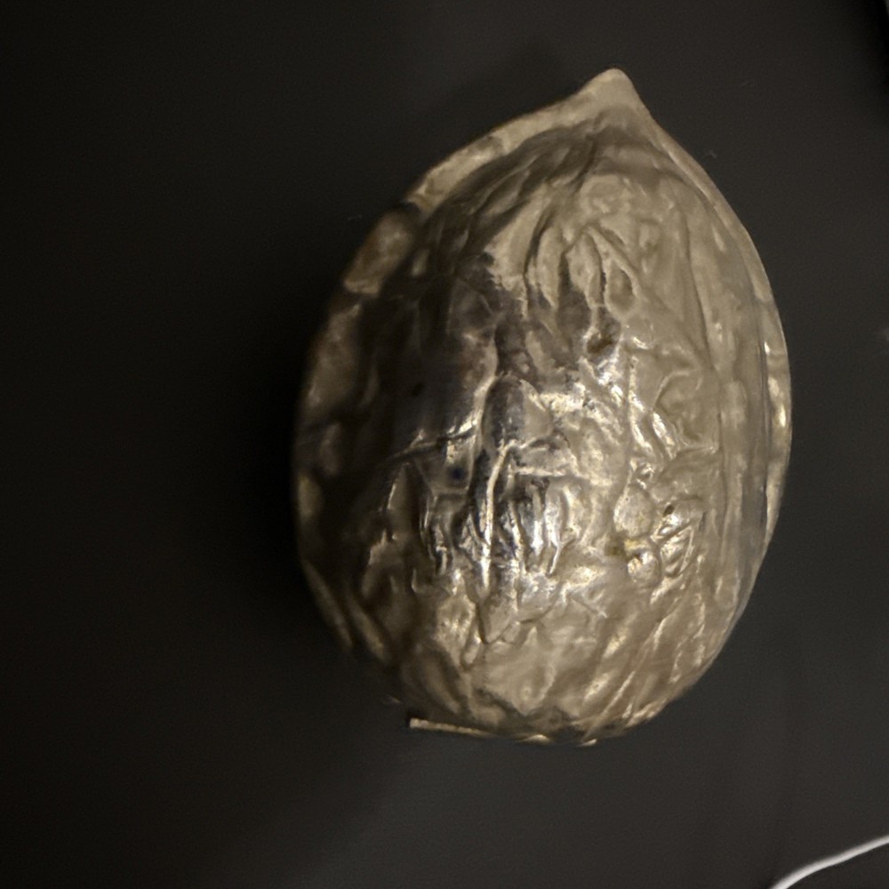 Silver Tone Metal Large 5" Walnut Hinged Nut Cracker