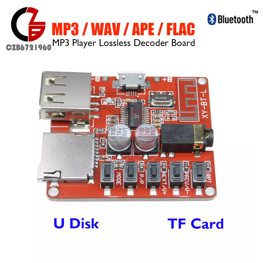 Bluetooth 4.1 Audio Decoder MP3 Player Board 3.7-5V Micro USB TF SD Card Module