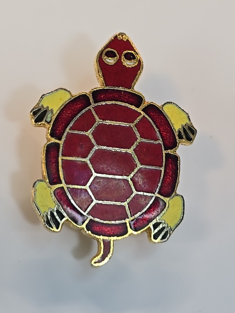 Turtle With Red Shell & Yellow Legs Lapel Pin