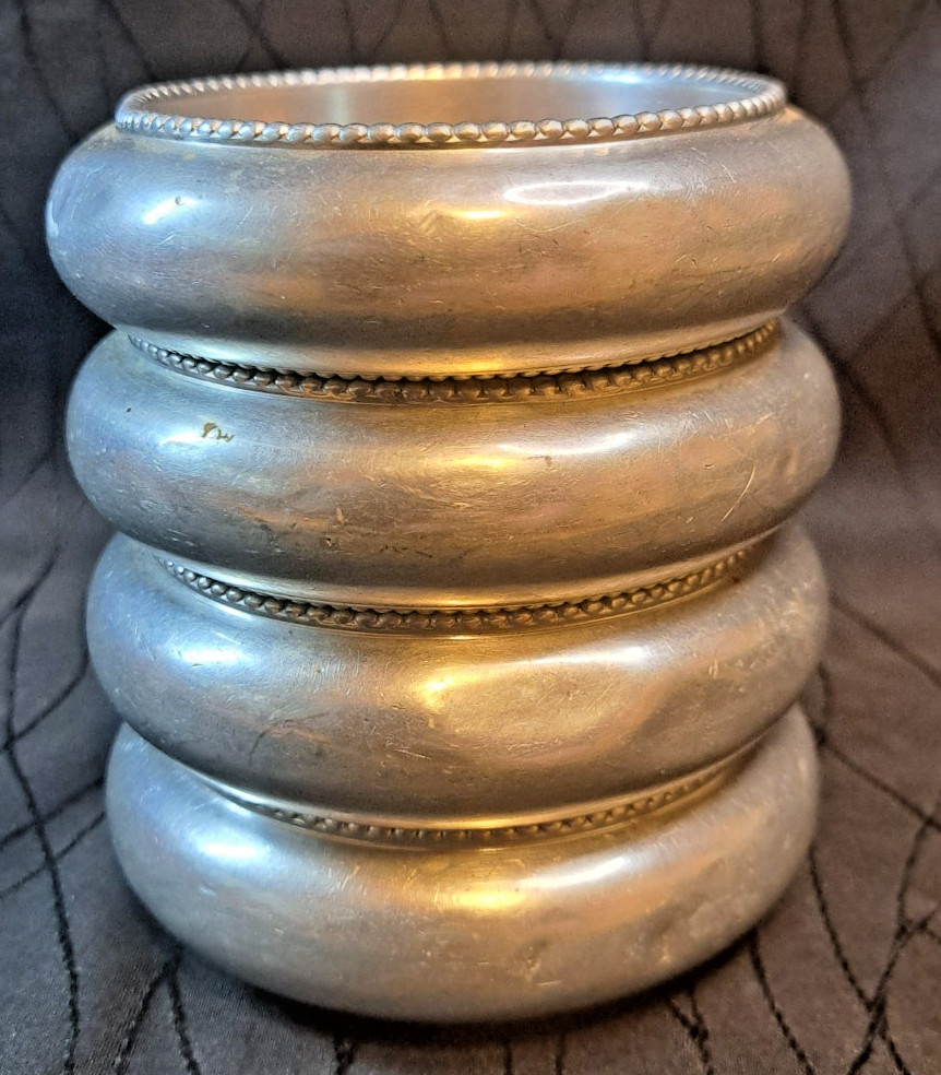 1950s International Silver Delft Coasters Set 4 Silverplate Worn