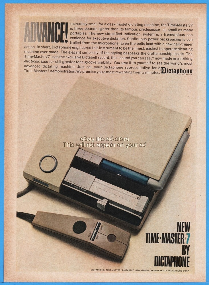 1962 Dictaphone Time Master 7 Desk Model Electronic Dictating Machine Print Ad