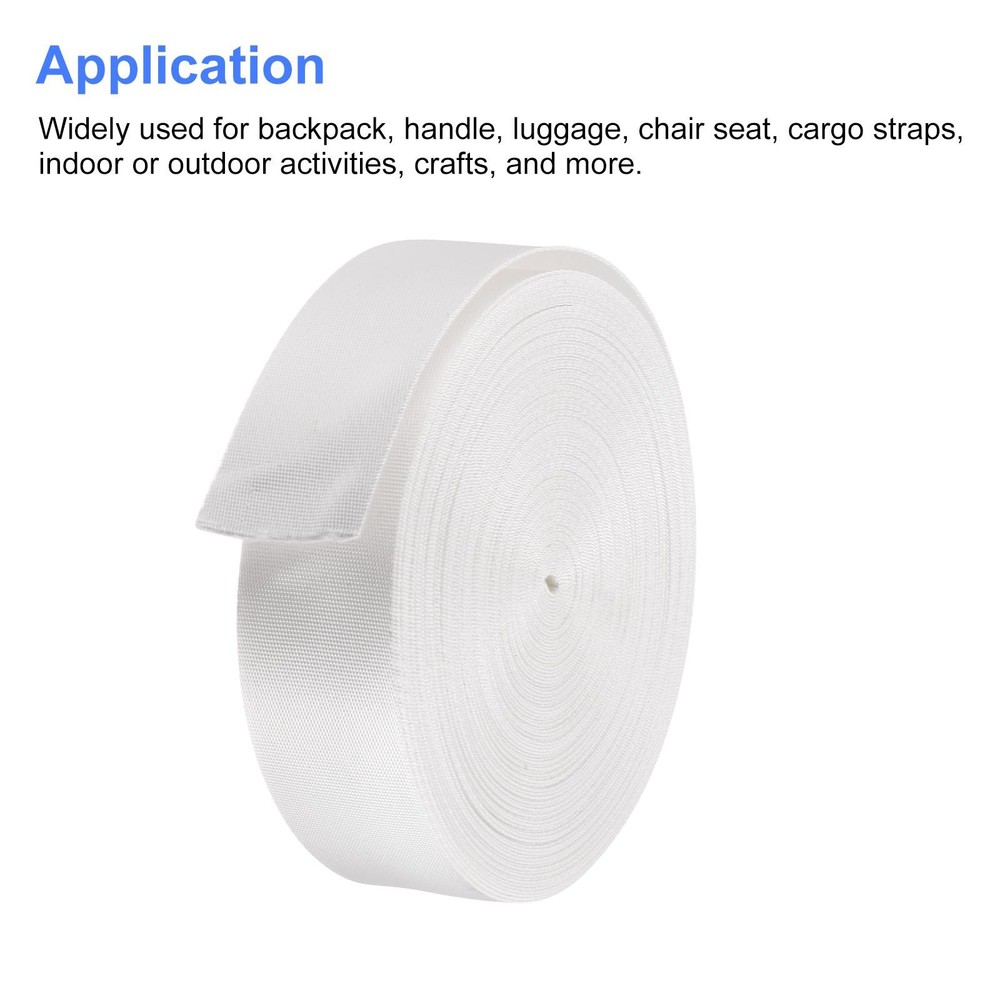 Flat Nylon Webbing Strap 1.5 Inch 25 Yards White for Backpack, Luggage-rack