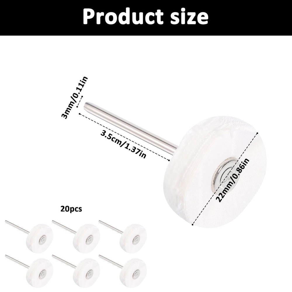 20pcs White Cotton Buffing Wheels for Rotary Tools - Fine Grit, Versatile Pol...