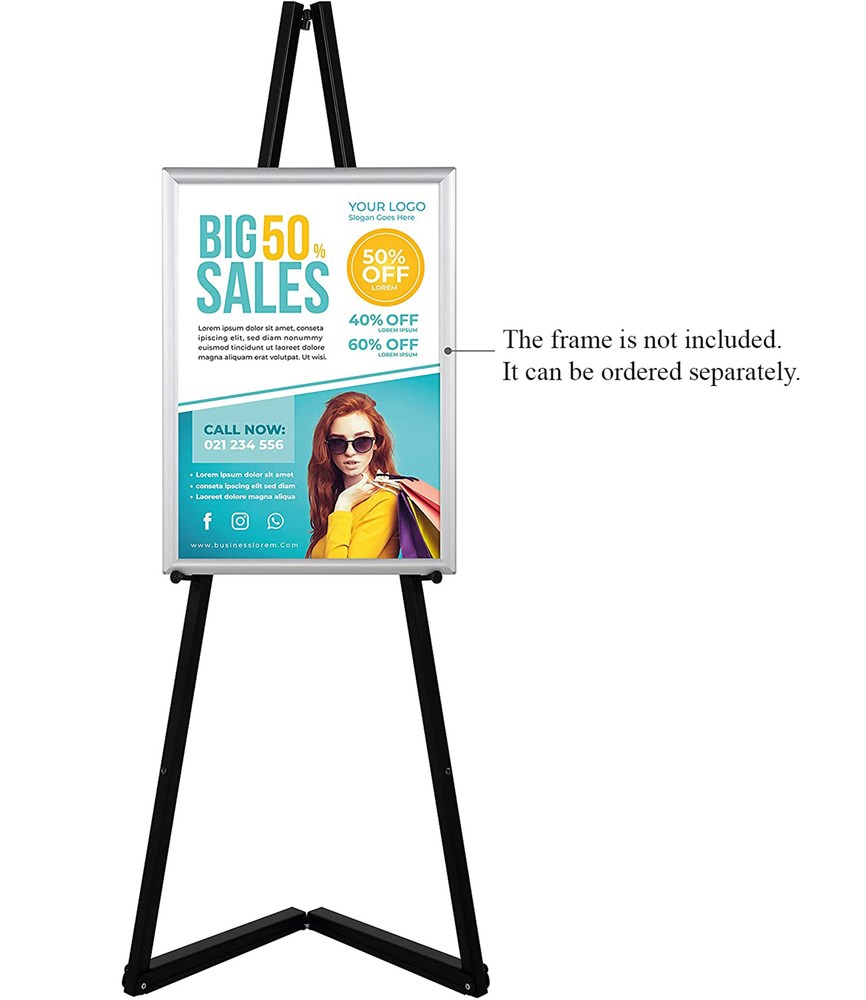 Portable Easel 59" 5 Different Adjustable Height Foldable Black for Painting
