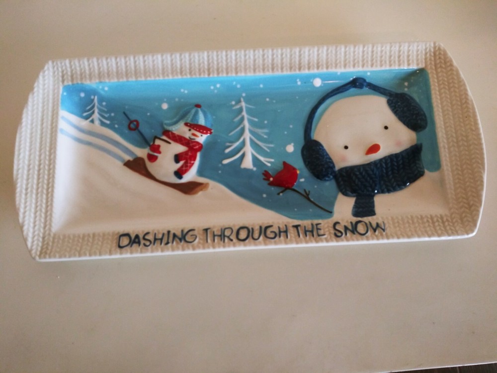 St Nicholas Square 2010 Let It Snow Dashing Through The Snow Rectangular Platter