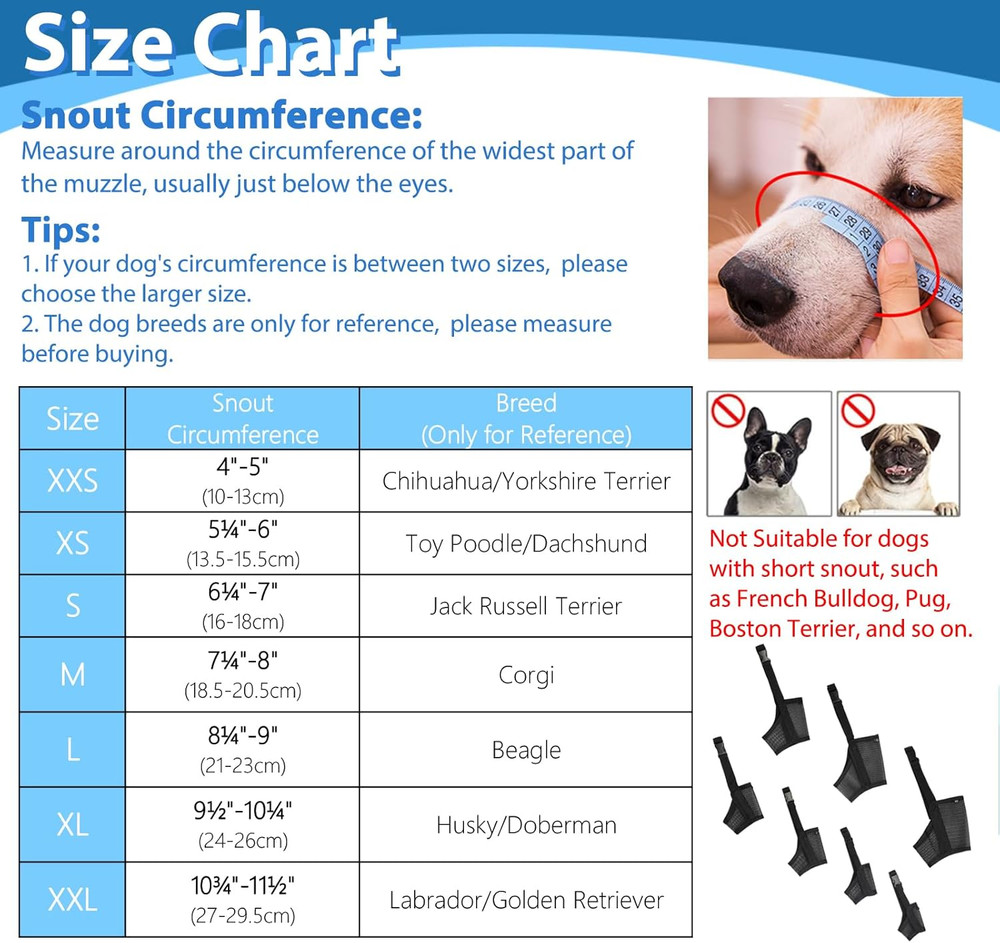 Dog Muzzle Suits for Small Medium Large Dogs, Mesh Muzzle anti Biting Chewing, B