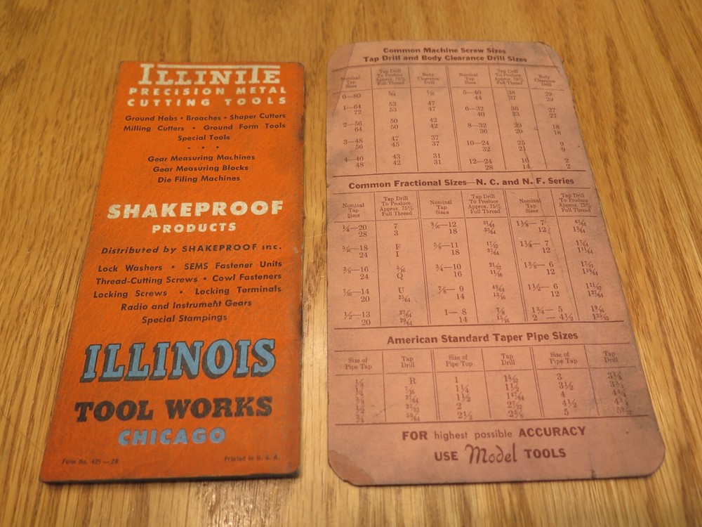 Vtg IL Chicago Tool Works Trigonometry Tables Booklet Cutting Tools & Dec Chart