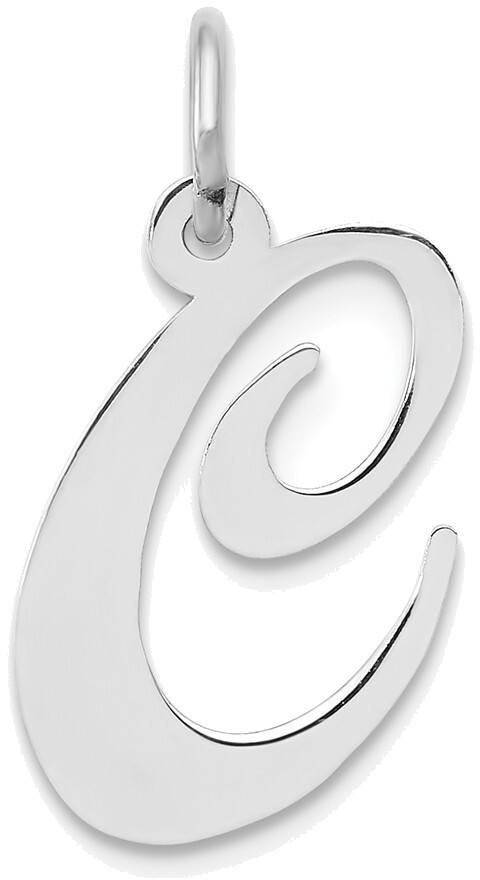 14K White Gold Medium Fancy Script Initial C Charm