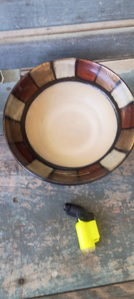 Ceramic Plates and Bowls Set Geometric Pattern Multicolor Glossy Finish
