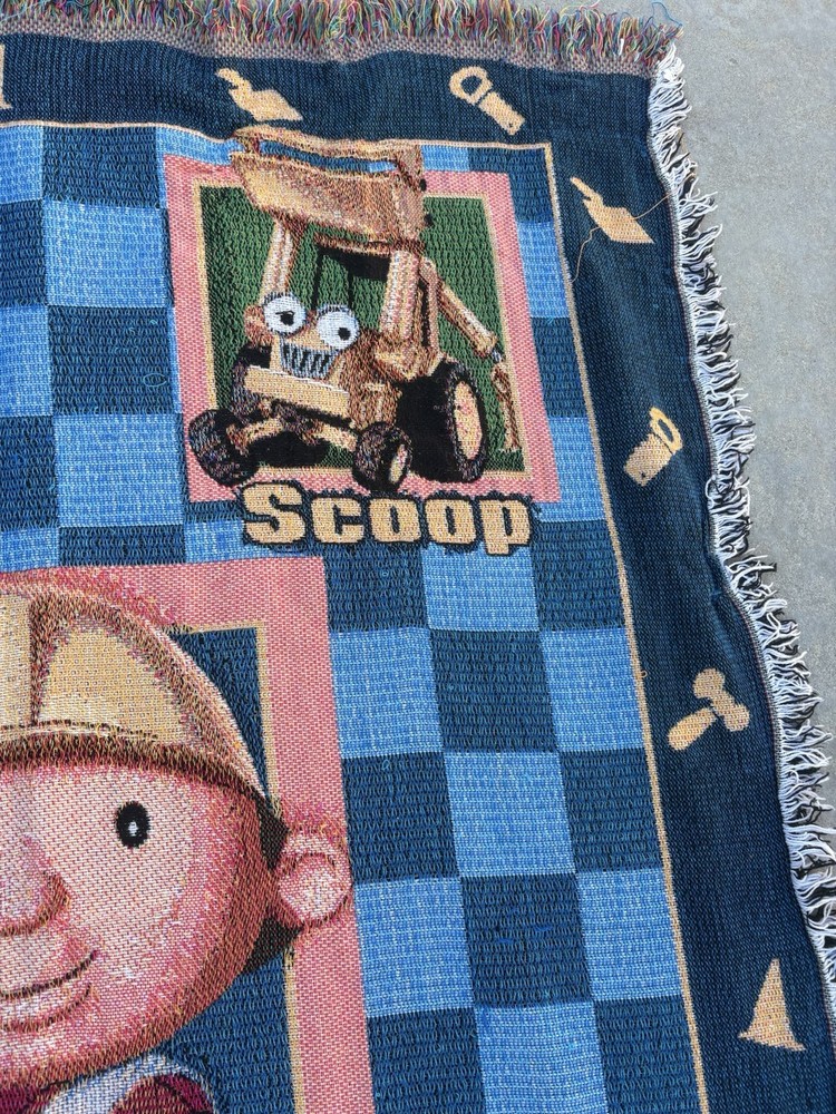 Bob the Builder Throw Blanket Roley Scoop Dizzy Muck Blue Construction