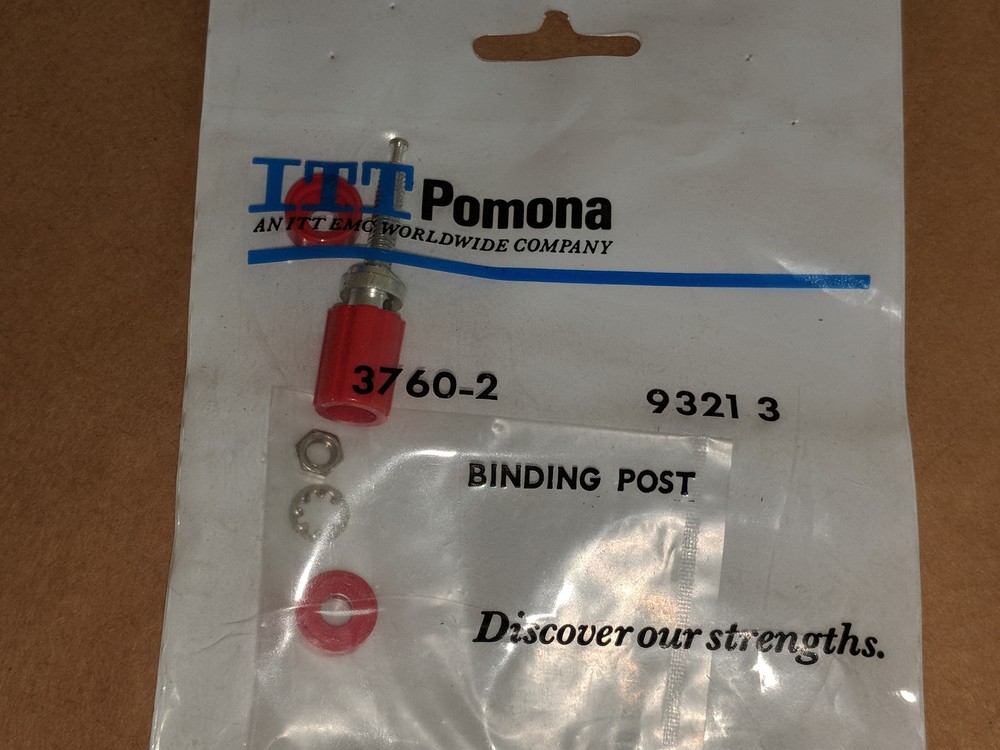 POMONA 3760-2 Standard Binding Post, 2500VDC, 15A, Red