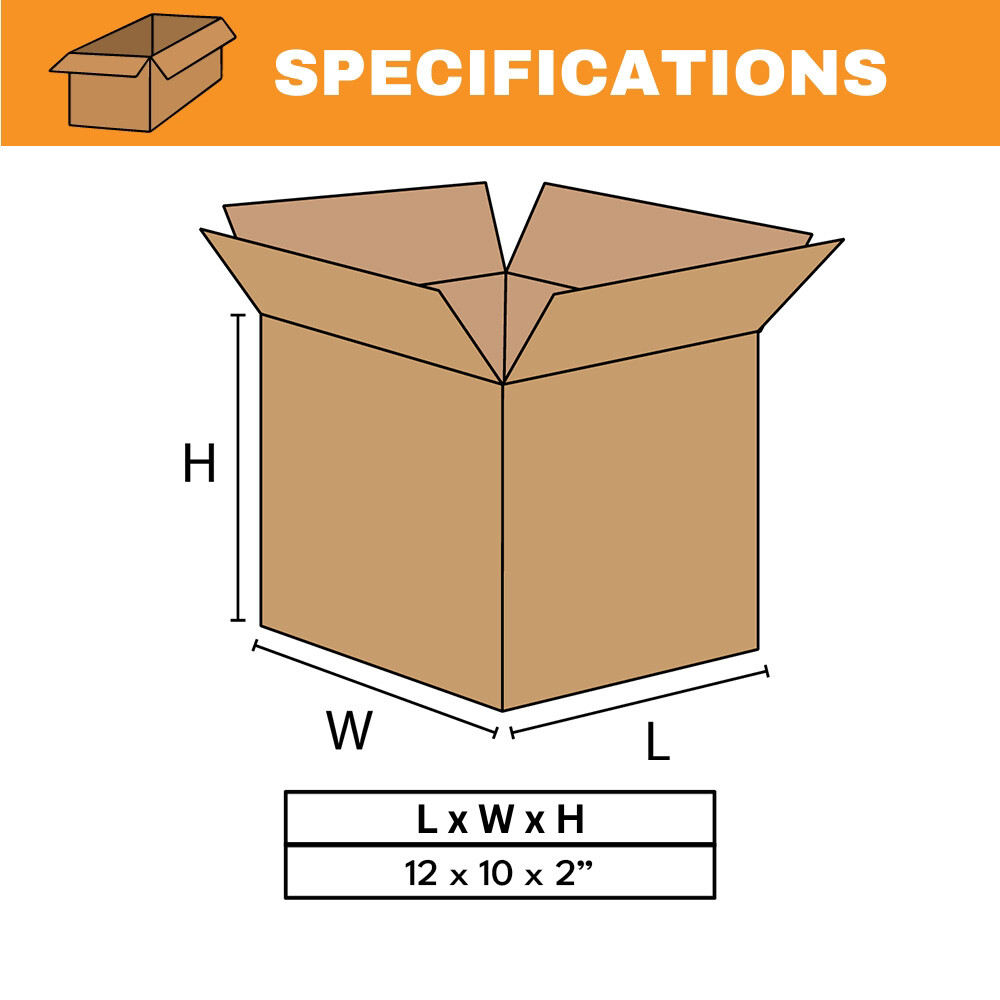 25 Flat Corrugated Shipping/Moving Boxes 12 x 10 x 2