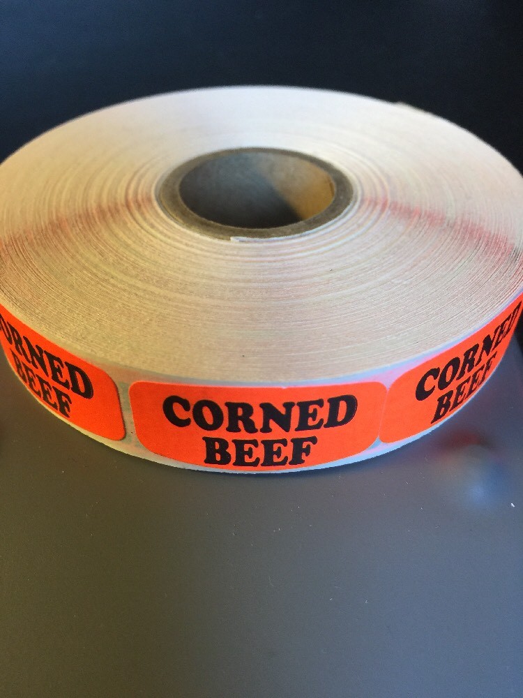 Corned Beef LABELS 1000 PER ROLL GREAT STICKERS