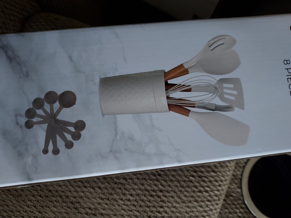 servappetit Kitchen Utensil Set 8 Piece Wood Handle Cooking Spoon Spatula