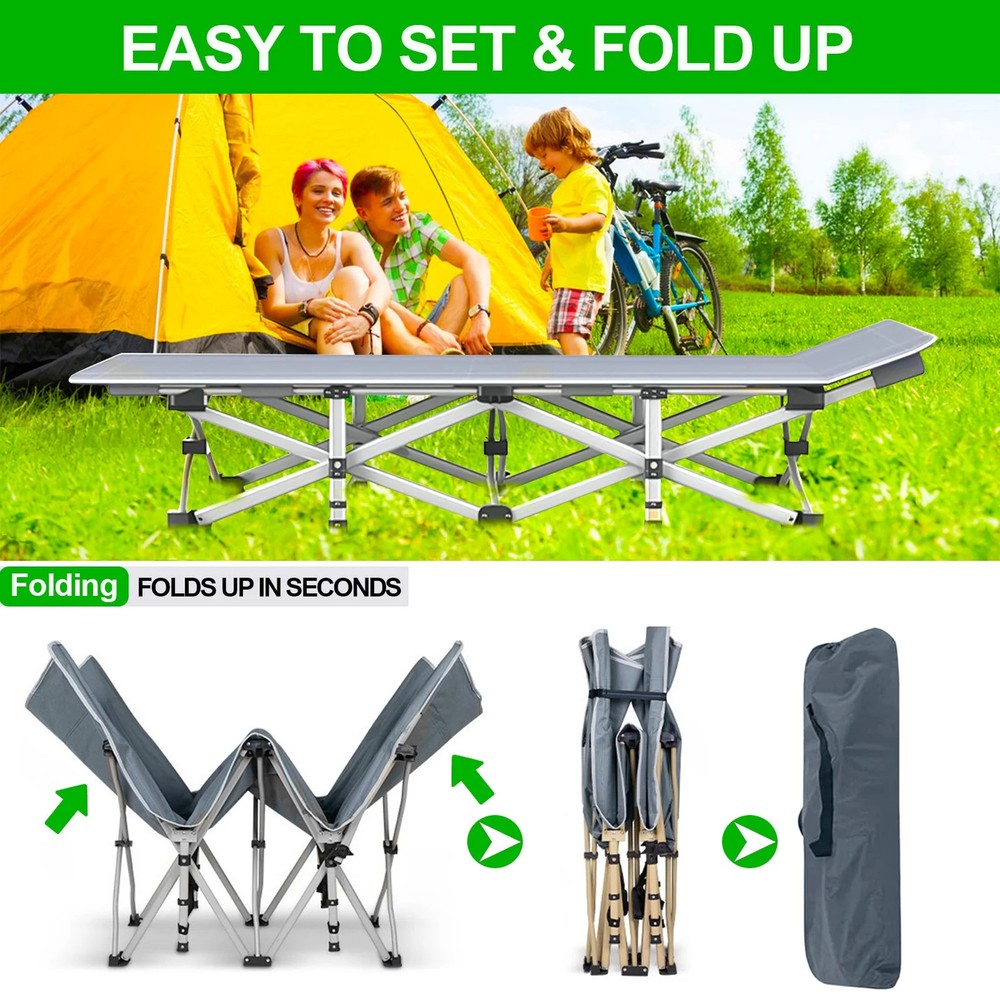 Durable Folding Camping Cot with Mattress for Adults - Portable