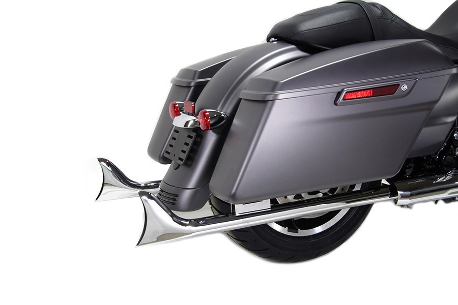 True Dual Header with Fishtails Chrome for FLT 1995-2006 Harley Davidson