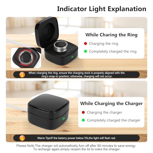 Wireless Charging Case Compatible with Oura Ring Gen 3 Size 7 Black - Gen3