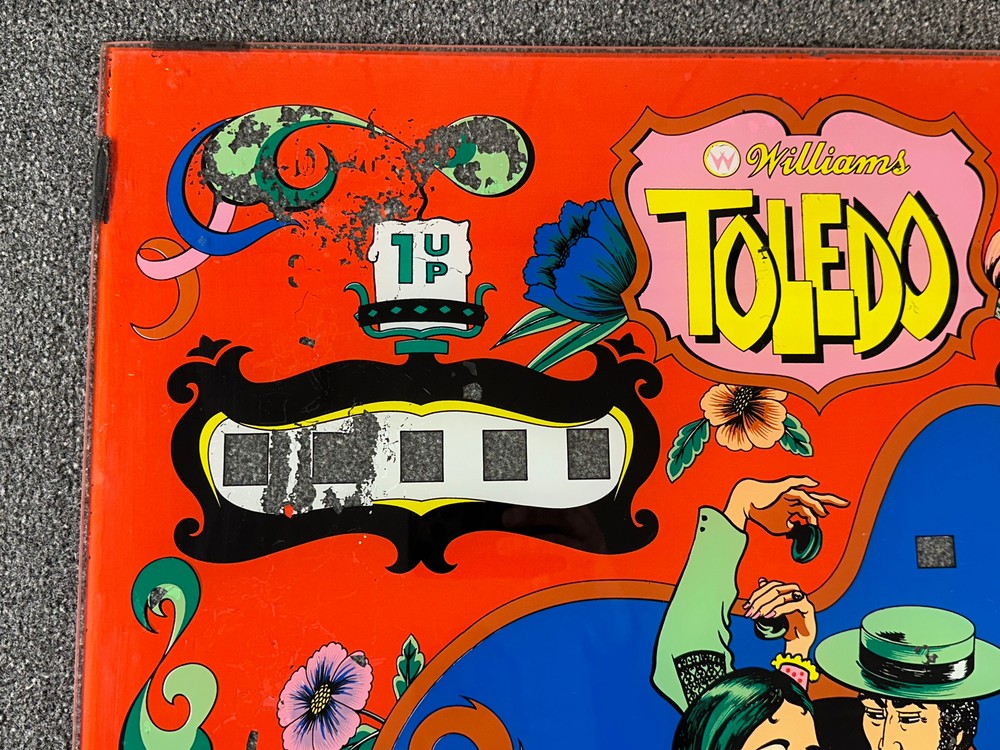 Williams Toledo Pinball Machine Game Backglass ORIGINAL