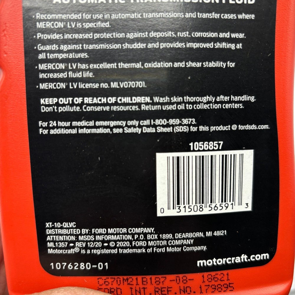 MOTORCRAFT MERCON LV AUTOMATIC TRANSMISSION FLUID ⭐