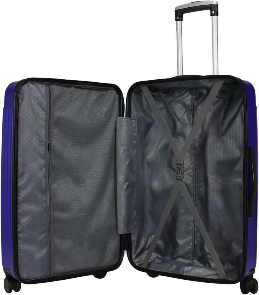 Dejuno Cornwall Lightweight Hardside Spinner Luggage, Navy, Medium Checked