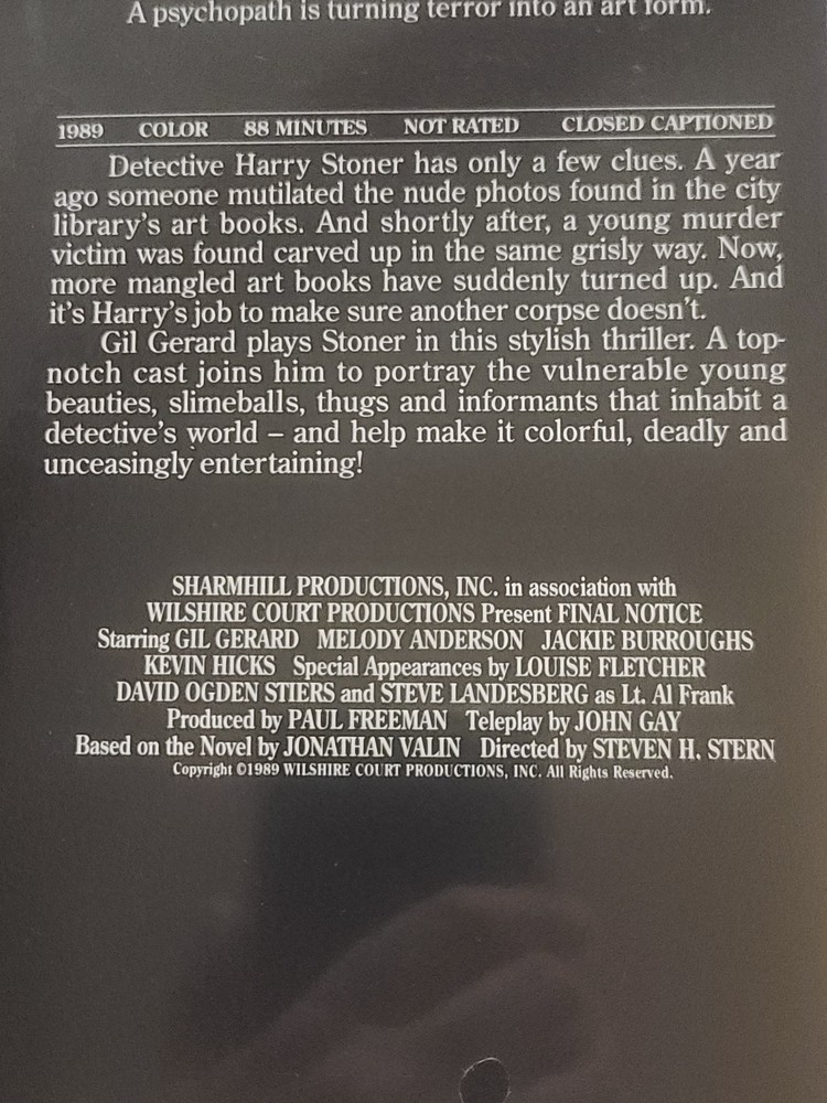 Final Notice (Laserdisc) 1991 NEW SEALED MINT