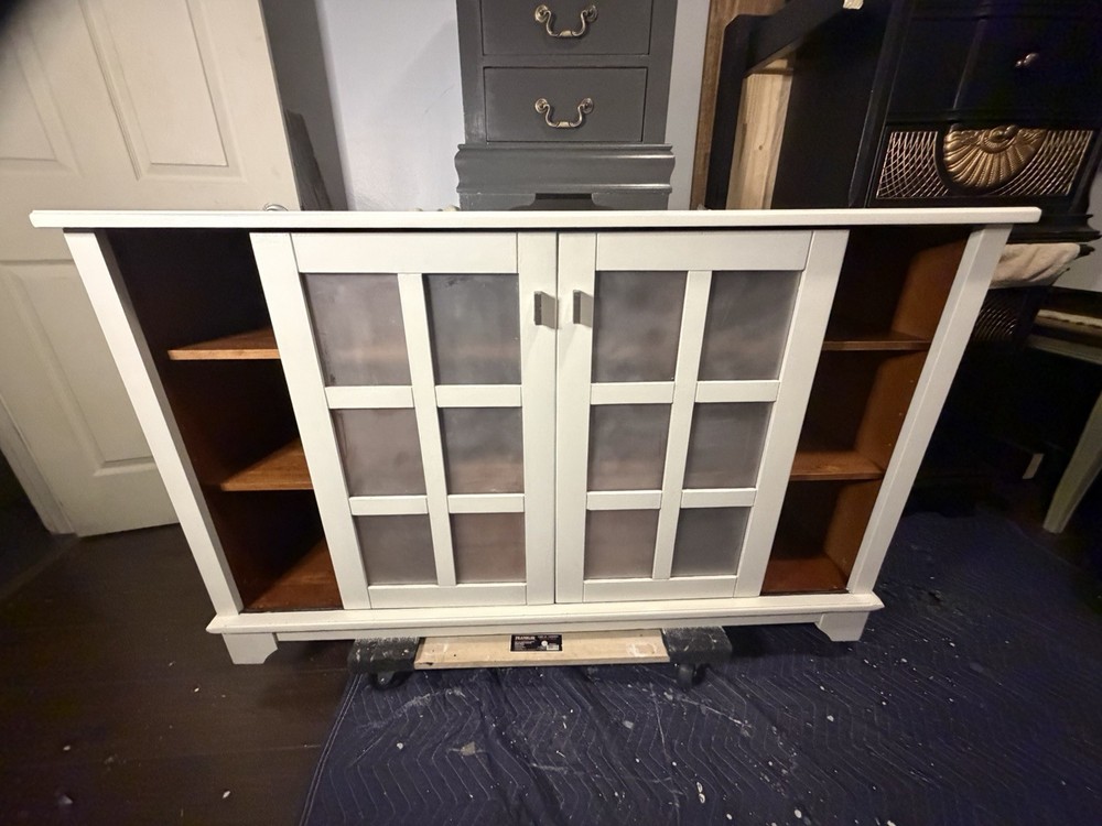 White Wood Sideboard Cabinet W/ Doors Storage Console