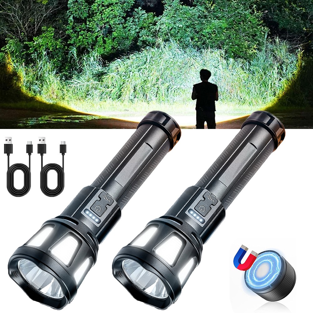 2Pack 99000000LM Super Bright LED Tactical Flashlight Rechargeable Flashlights
