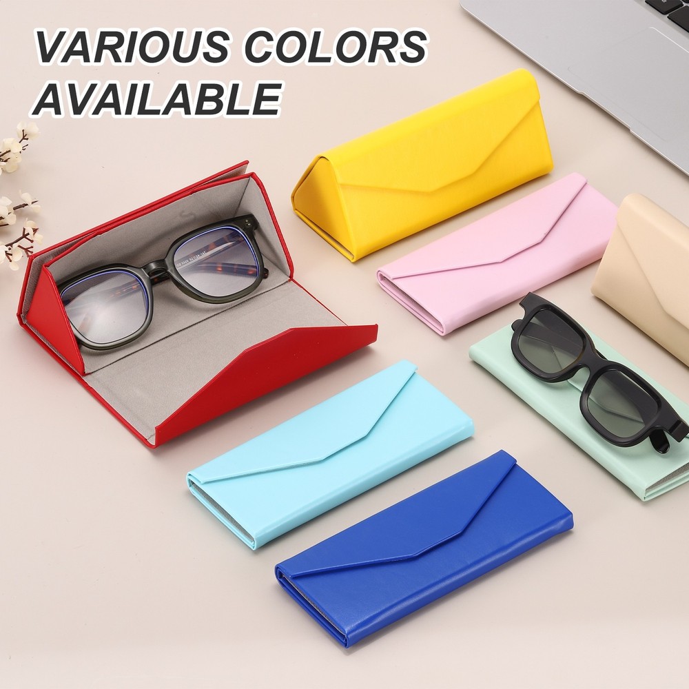 Foldable Glasses Case, 4Pcs Triangle Magnetic Sunglasses Case, Deep Blue Tones