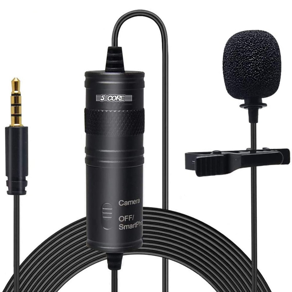 5Core Lavalier Microphone Clip On Mic Professional Grade Lav Lapel Microfono
