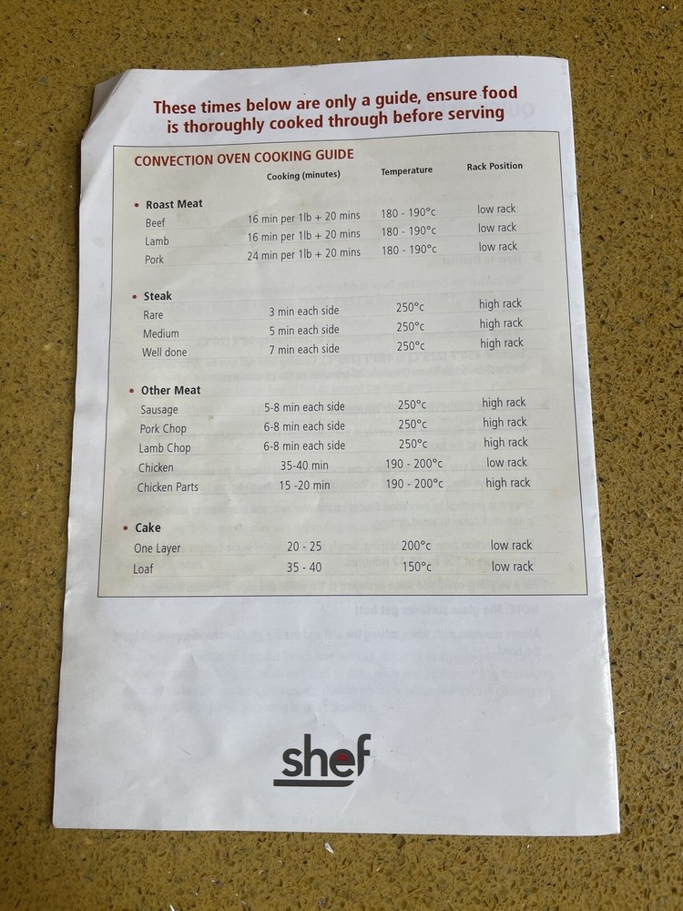 Shef Counter Top 12-Quart Size Halogen Oven,1200W,complete Set, Preowned