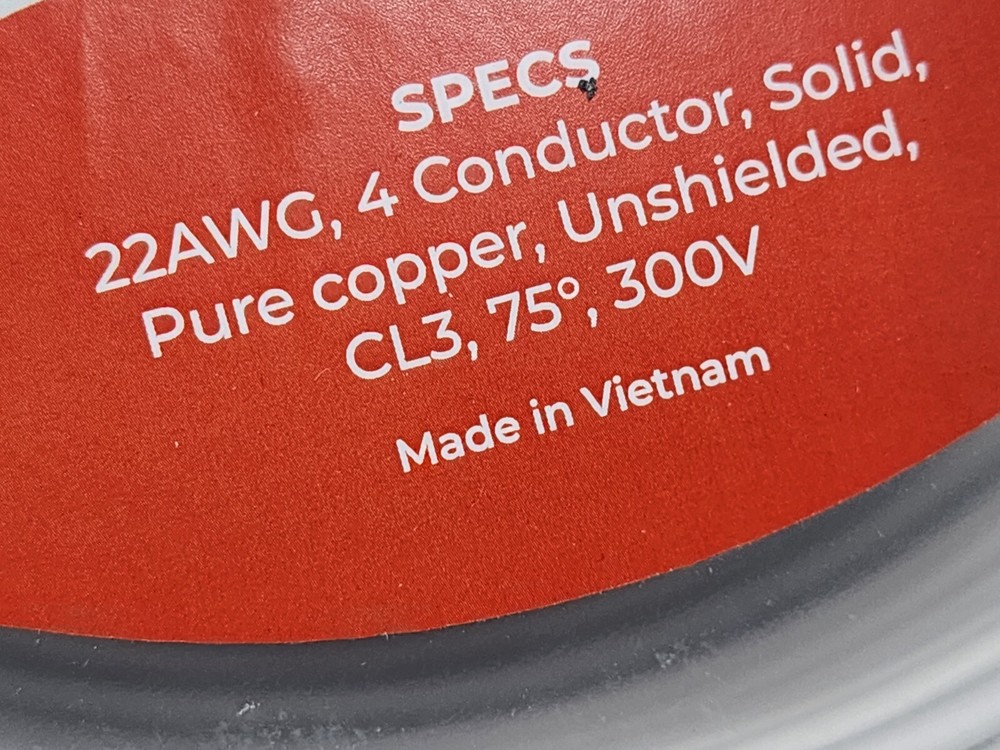 Elite Cable Products 22/4C Solid OFC Security/Alarm/Control Cable White /100ft