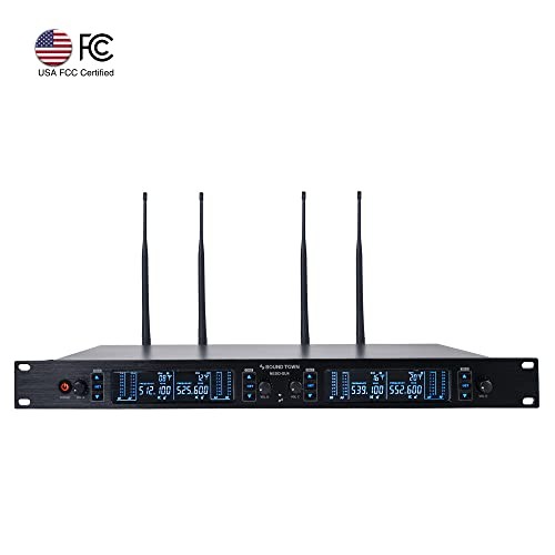 200 Channels Adjustable UHF Wireless Microphone 4 Handhelds, 200 ft Range