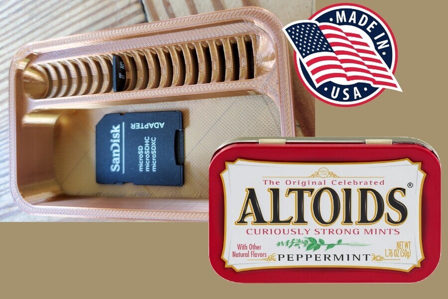 SD Card Holder Storage Rack (Micro & Std) Insert for an Altoids Tin 3D MicroSD