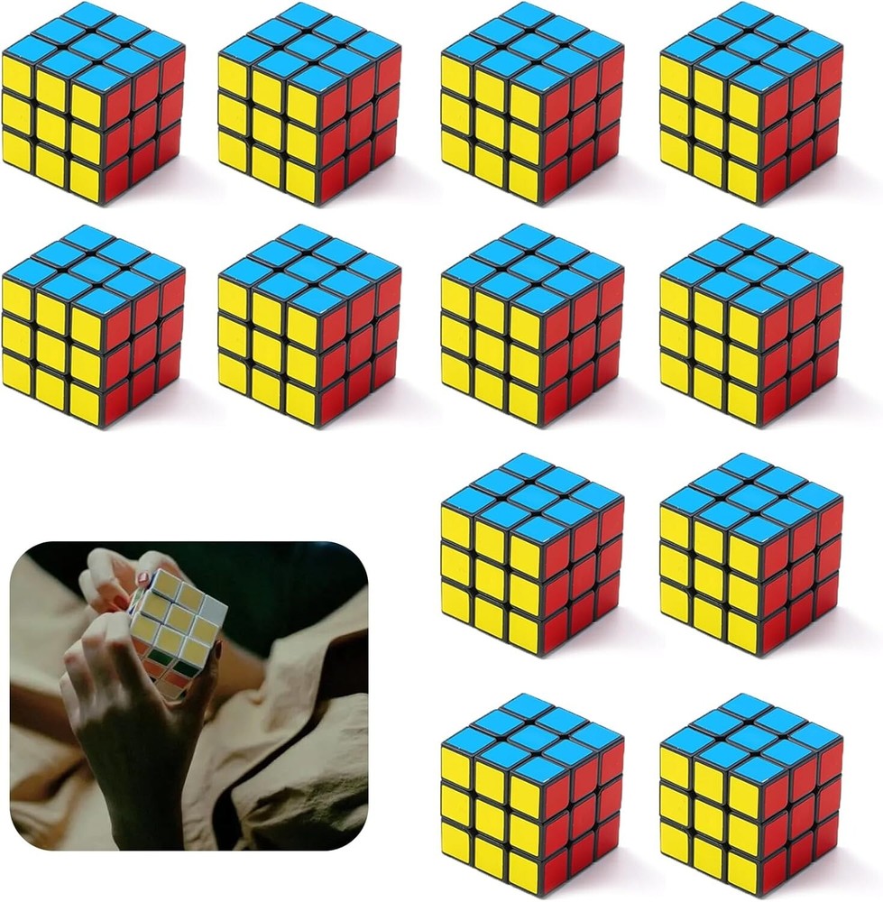 12 Pack Puzzle Magic Cube, 3x3 cm Magic Cube Puzzle Mini Cubes Set Christmas Bir