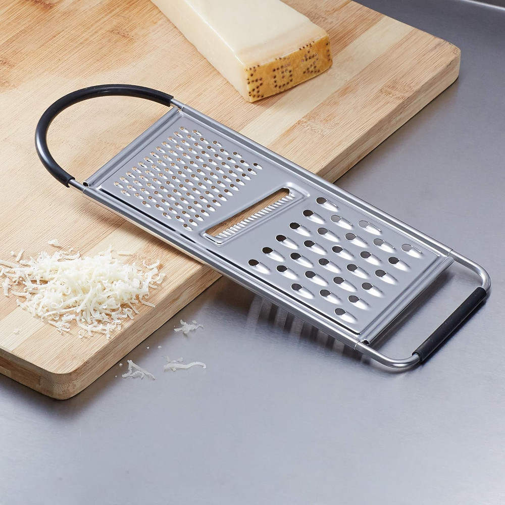 Cheese Grater with Handle, Stainless Steel Zester, Rectangular, Non-Slip, Multif