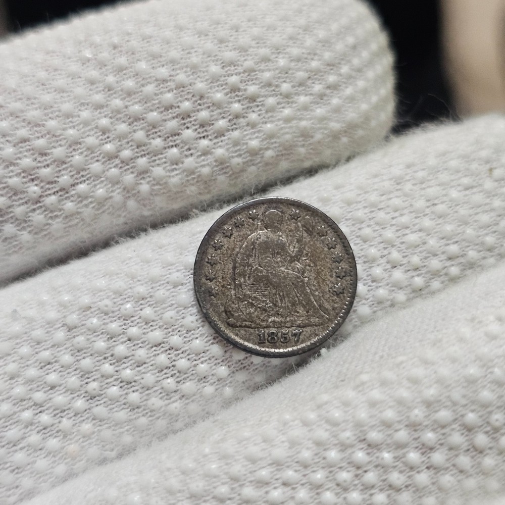 1857 Seated Half Dime Old US Silver Type Coin