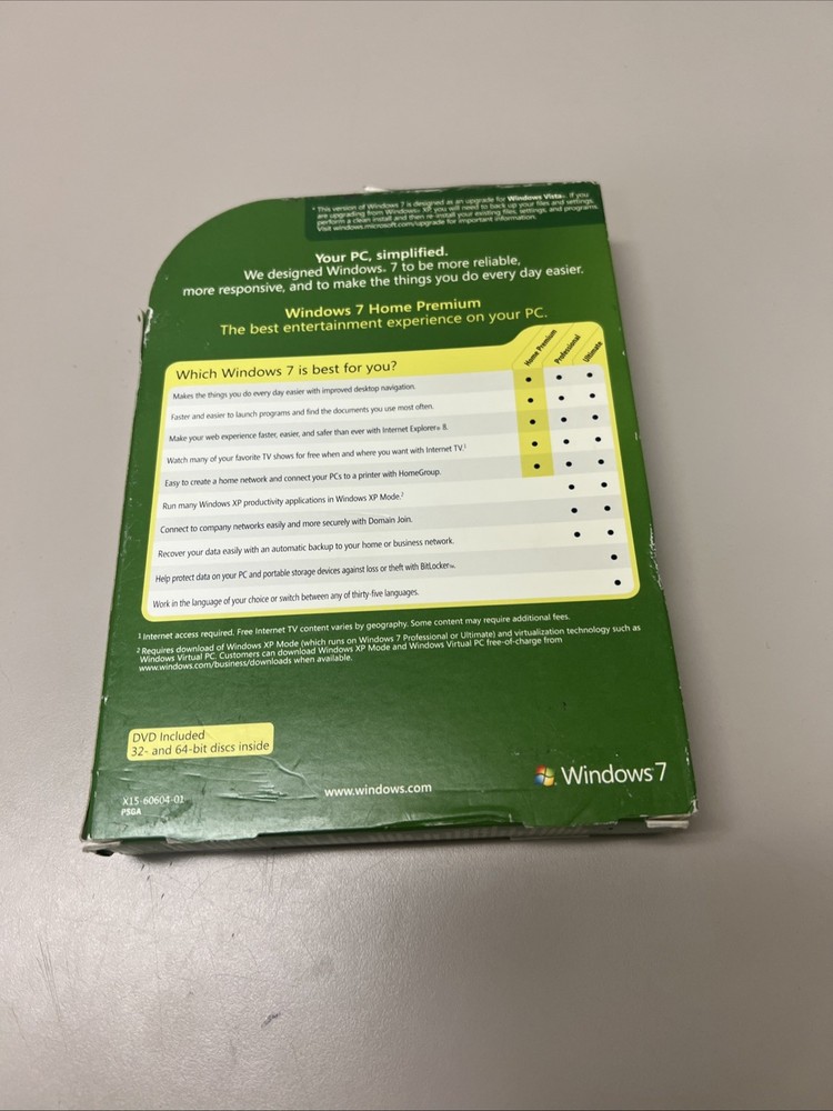 Microsoft Windows 7 Home Premium 32 & 64-bit Standard Software Operating System