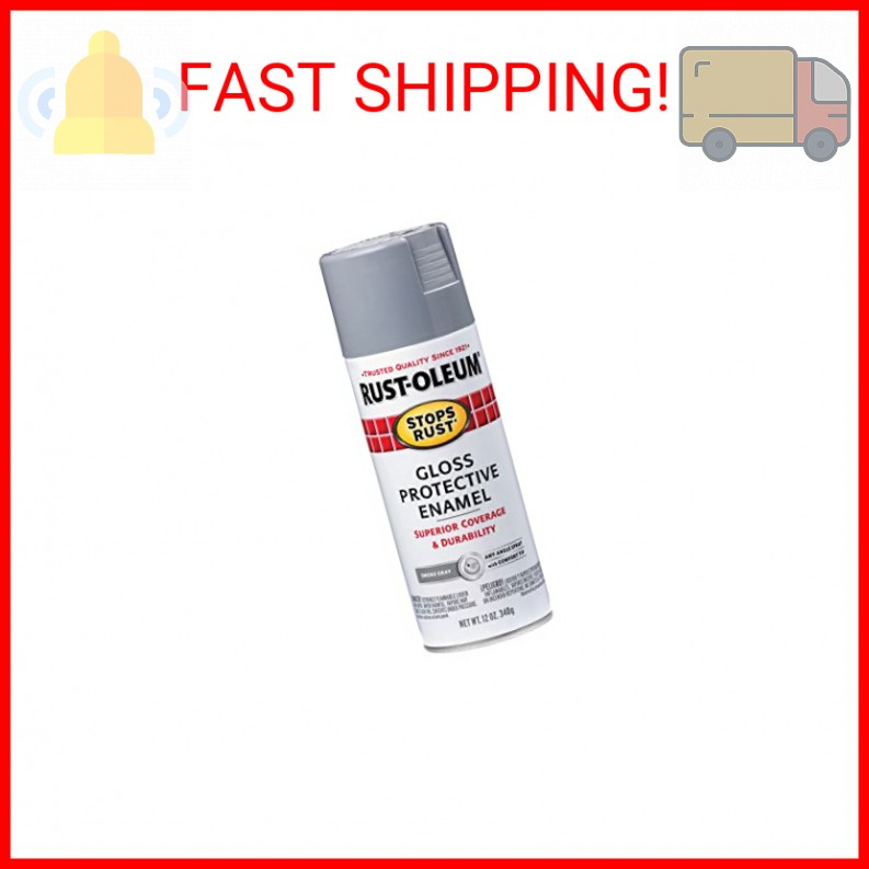 Rust-Oleum 7786830 Stops Rust Spray Paint, 12 oz, Gloss Smoke Gray
