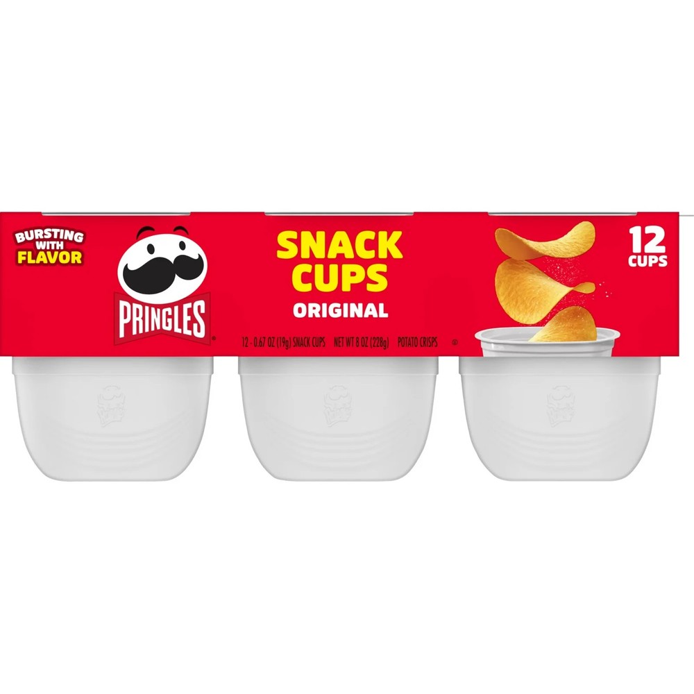 Pringles Snack Cups Original Potato Crisps Chips, Lunch Snacks, 12 Count