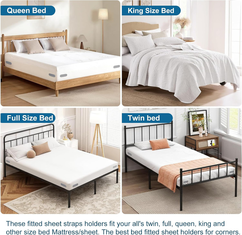 Bed Lock Sheet Holders Fit All Sheet Size, New Upgrade Sheet Straps Keep Sheets