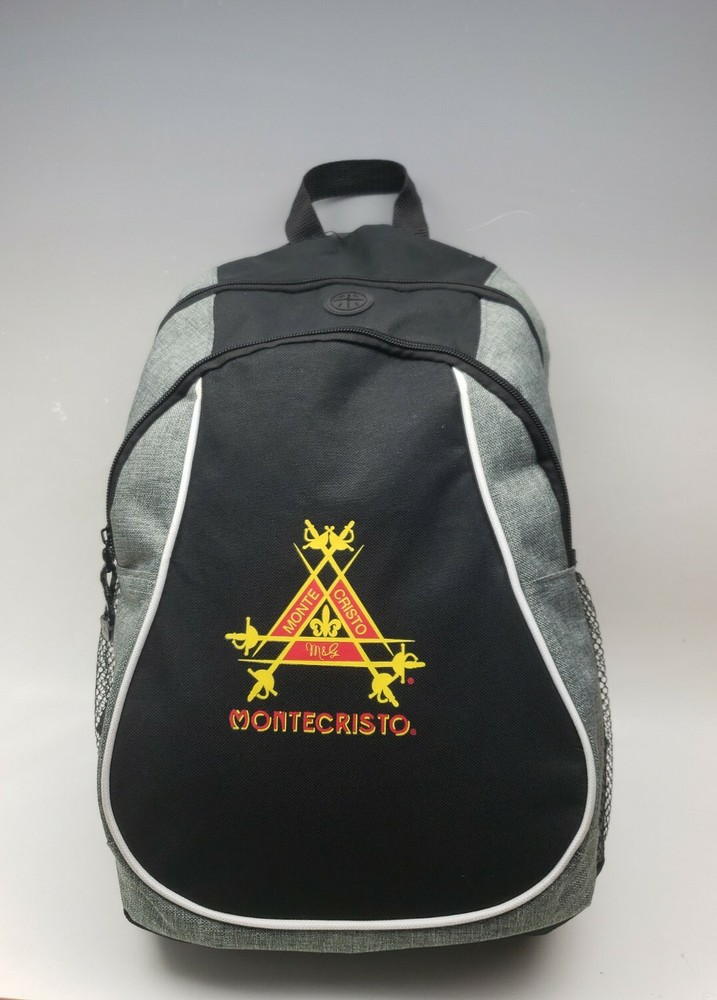RARE MONTECRISTO CIGARS BRANDED BLACK AND GREY BACKPACK by LEED'S NEVER USED