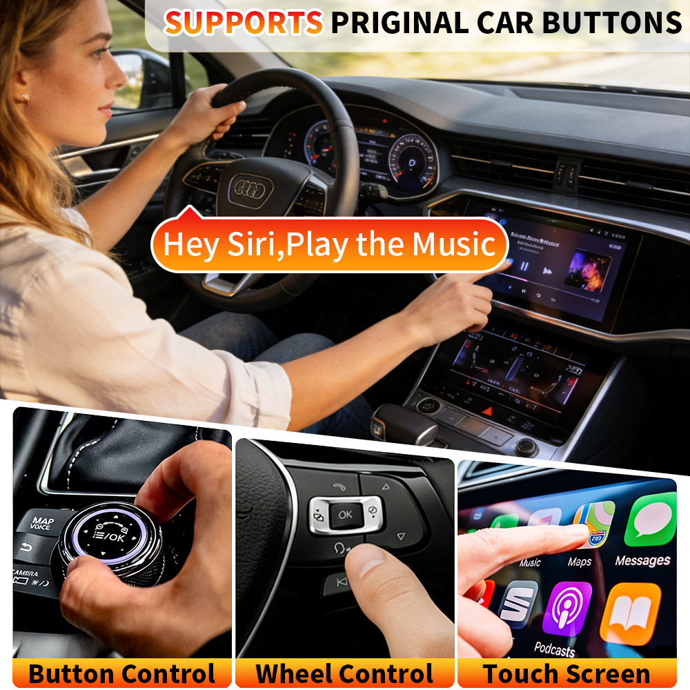 Wireless CarPlay Adapter for Apple iPhone & Android Auto USB Adapter Plug & Play