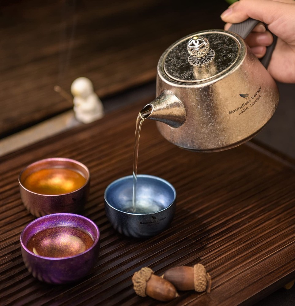 Titanium Tea Pot Coffee Kettle with Filter Lightweight Single Layer Kettle Ju...