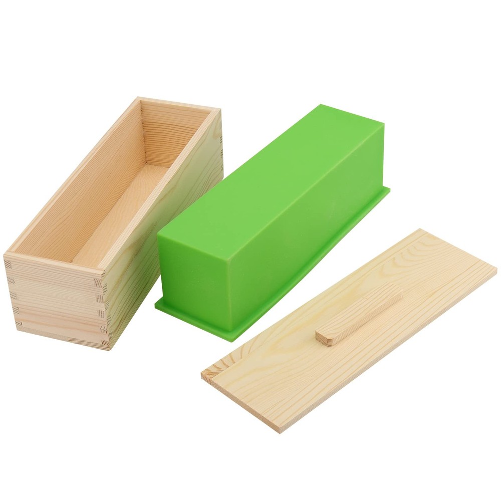 KEILEOHO 4 PCS 42oz Soap Molds, Rectangular Silicone Soap Making Molds with W...
