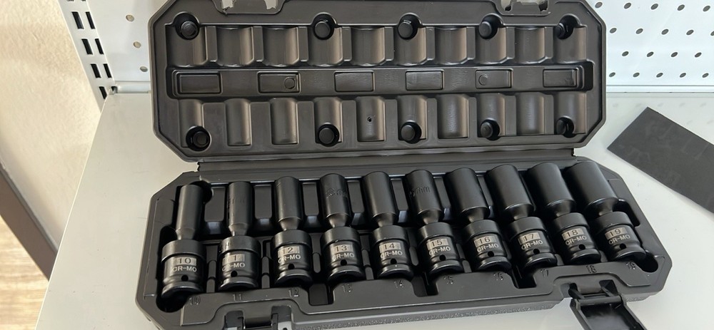 10PCS Impact Socket Set CR-MO 1/2” Drive 10-19mm Deep Socket Kit