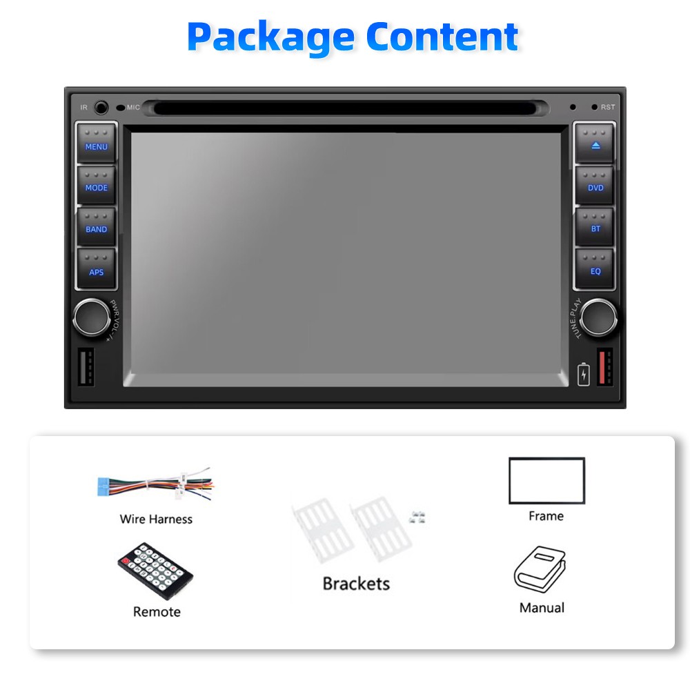 Touch Screen 6.2" 2 Din USB/SD/AUX Stereo Bluetooth Remote control DVD/CD Player