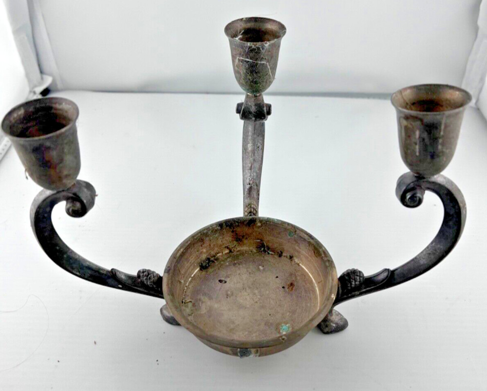 Towle Silverplate Candle Holder Missing One Holder Size Width: 8” Height: 5”