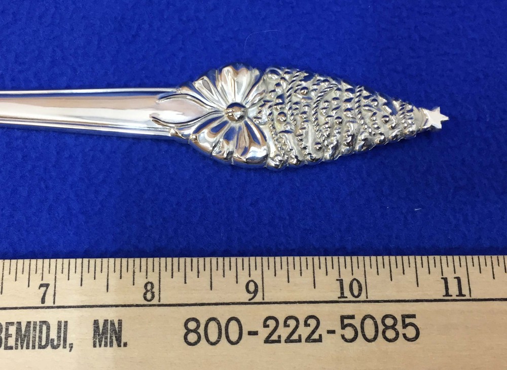 Meat Fork Silverplate Christmas Tree Handle Design Large Serving Holidays