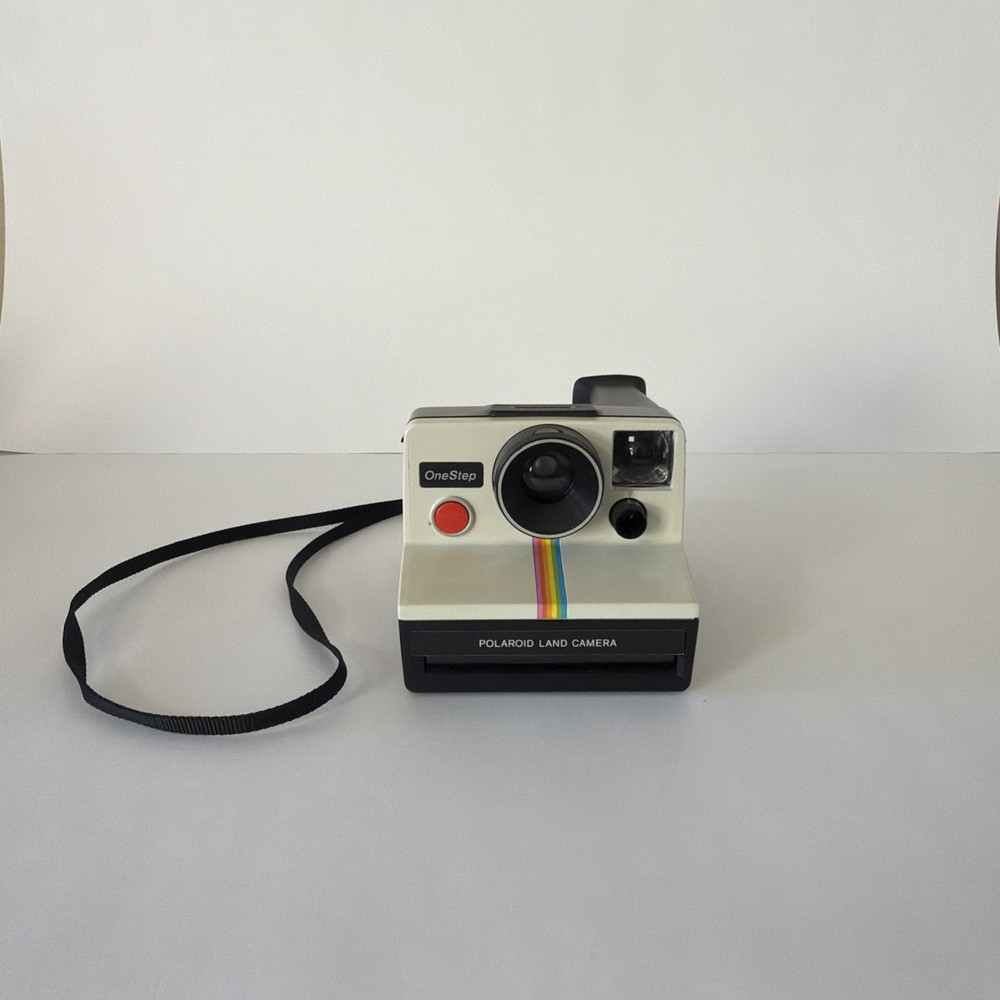 Polaroid One Step Land Camera Rainbow Stripe with Strap Vintage - Untested